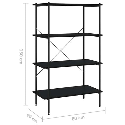 336343 vidaXL 4-Tier Shelving Unit Black 80x40x130 cm