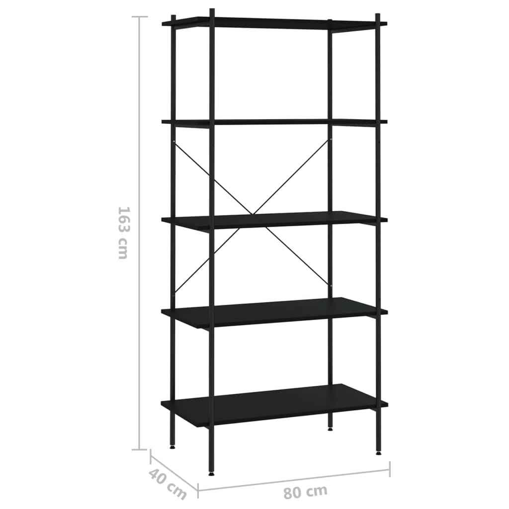 vidaXL 5-Tier Shelving Unit Black 80x40x163 cm