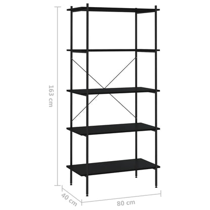 vidaXL 5-Tier Shelving Unit Black 80x40x163 cm