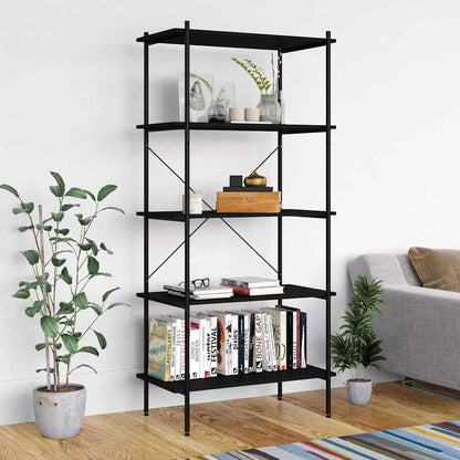 336347 vidaXL 5-Tier Shelving Unit Black 80x40x163 cm