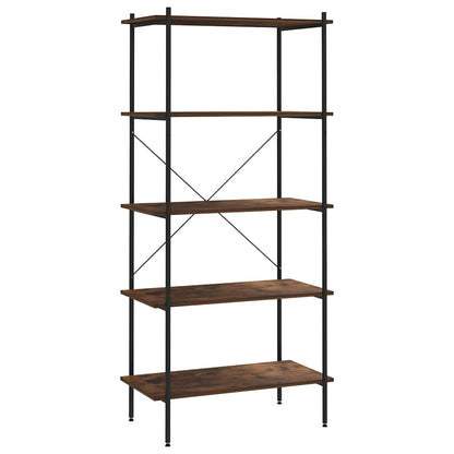 336349 vidaXL 5-Tier Shelving Unit Black and Natural 80x40x163 cm