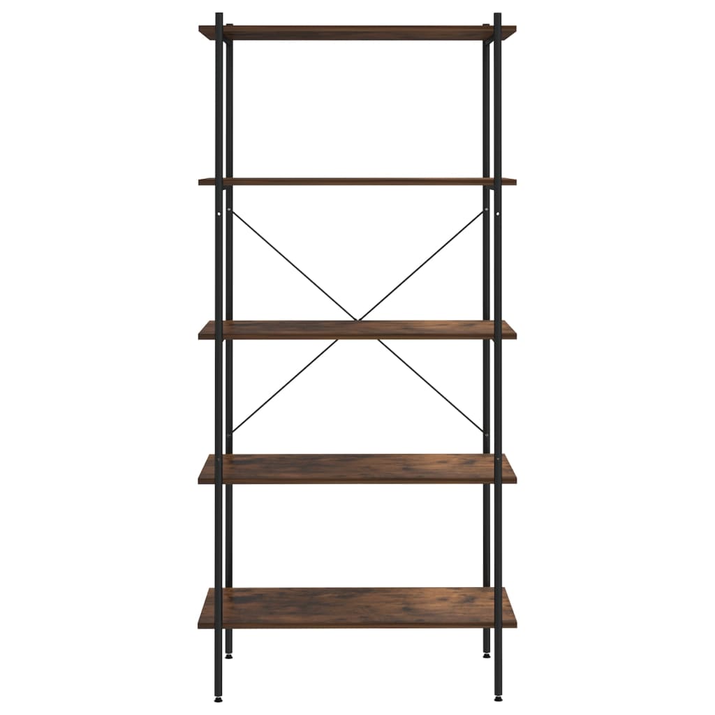 vidaXL 5-Tier Shelving Unit Black and Dark Wood 80x40x163 cm
