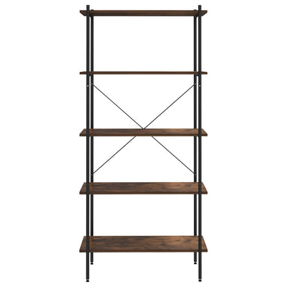 vidaXL 5-Tier Shelving Unit Black and Dark Wood 80x40x163 cm