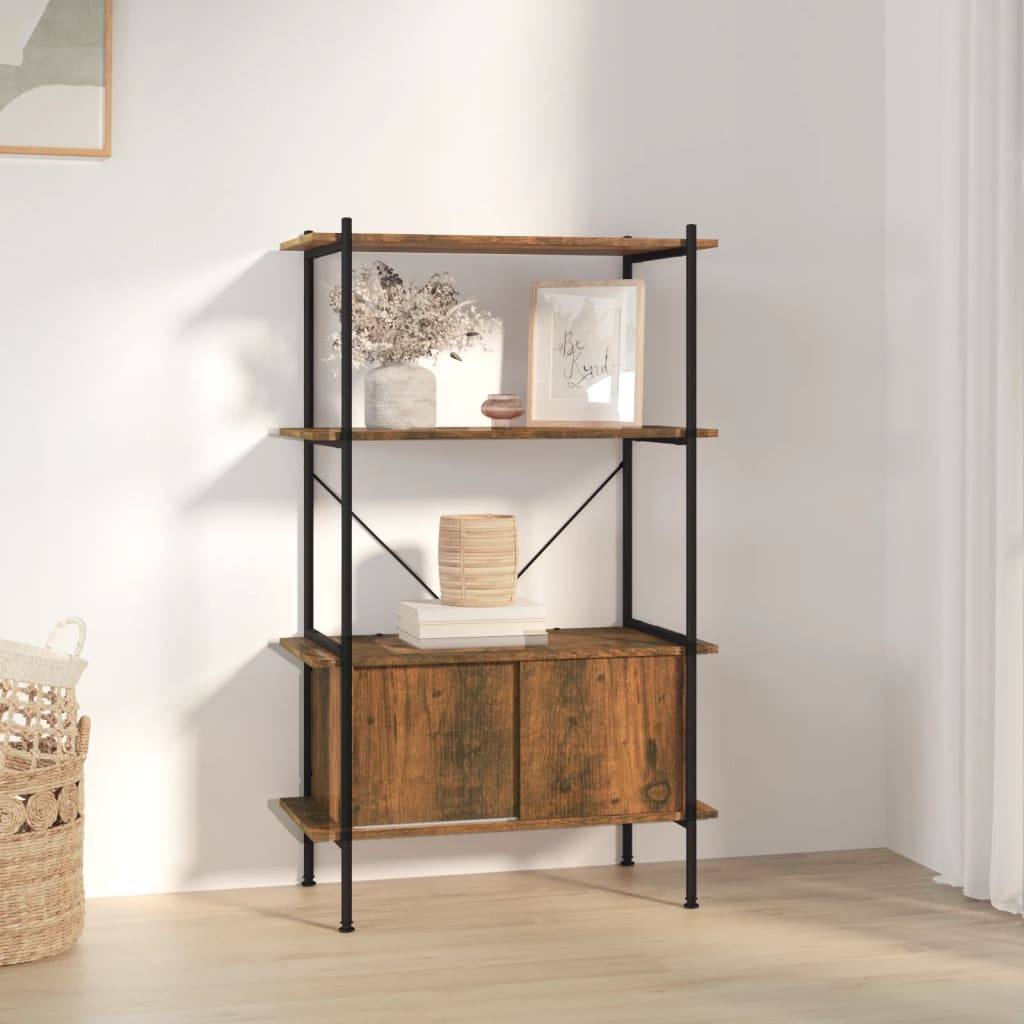 vidaXL 4-Tier Shelving Unit with Cabinet 80x40x130 cm Steel and Engineered Wood