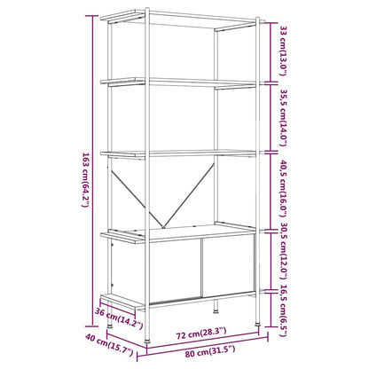 vidaXL 5-Tier Shelving Unit with Cabinet 80x40x163 cm