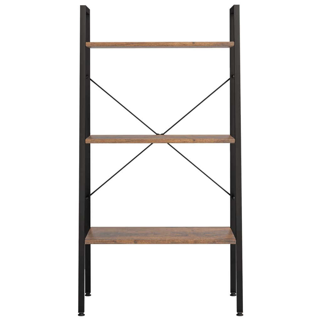 vidaXL 3-Tier Standing Shelf Dark Brown and Black 56x35x108 cm