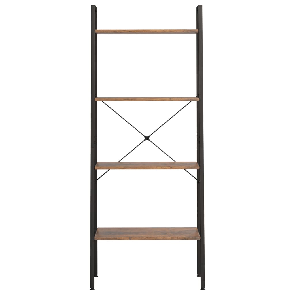 vidaXL 4-Tier Standing Shelf Dark Brown and Black 56x35x140 cm