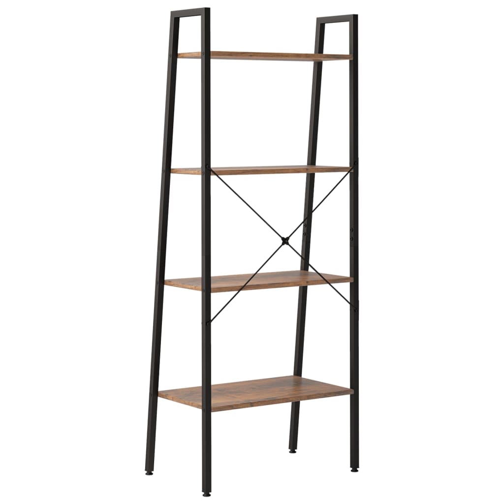 vidaXL 4-Tier Standing Shelf Dark Brown and Black 56x35x140 cm