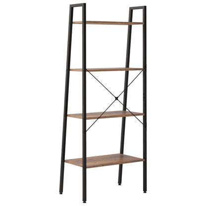 vidaXL 4-Tier Standing Shelf Dark Brown and Black 56x35x140 cm