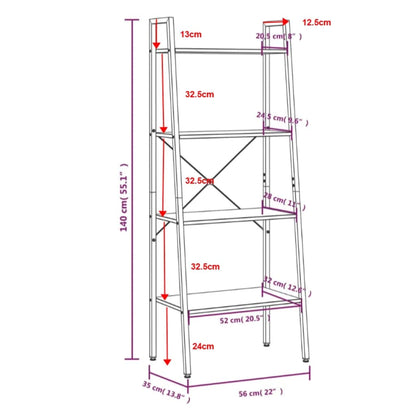 vidaXL 4-Tier Standing Shelf Dark Brown and Black 56x35x140 cm
