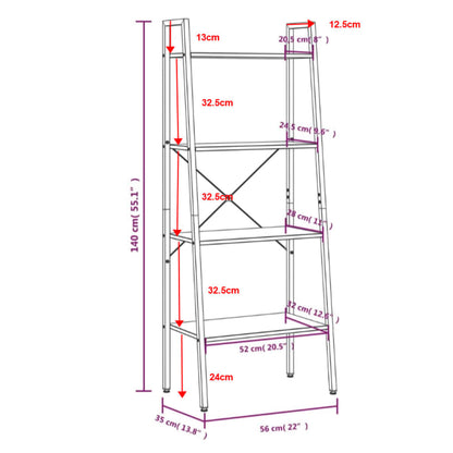 vidaXL 4-Tier Standing Shelf Black 56x35x140 cm