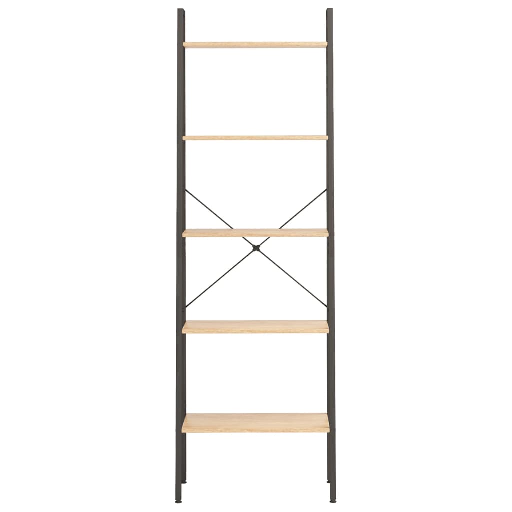 vidaXL 5-Tier Standing Shelf Light Brown and Black 56x35x174 cm