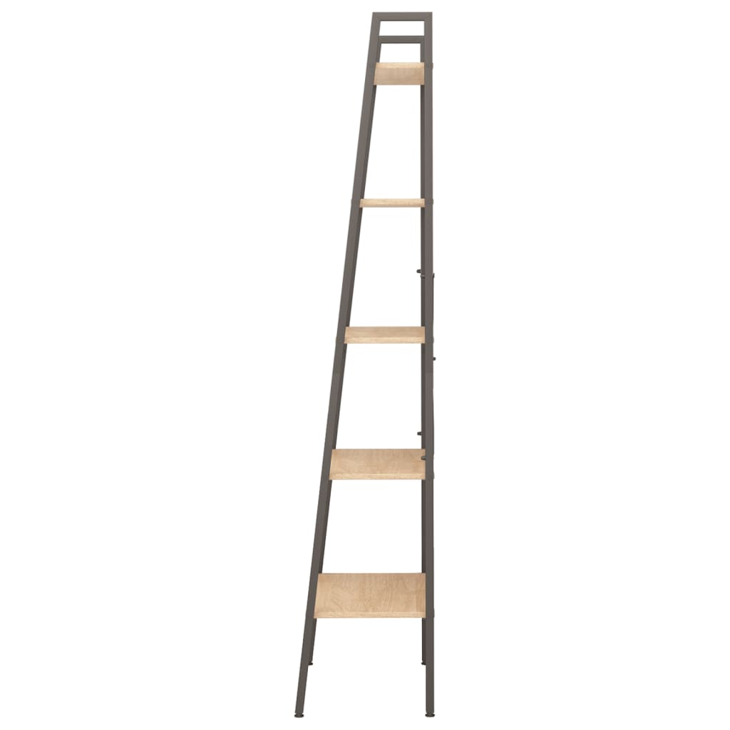 vidaXL 5-Tier Standing Shelf Light Brown and Black 56x35x174 cm