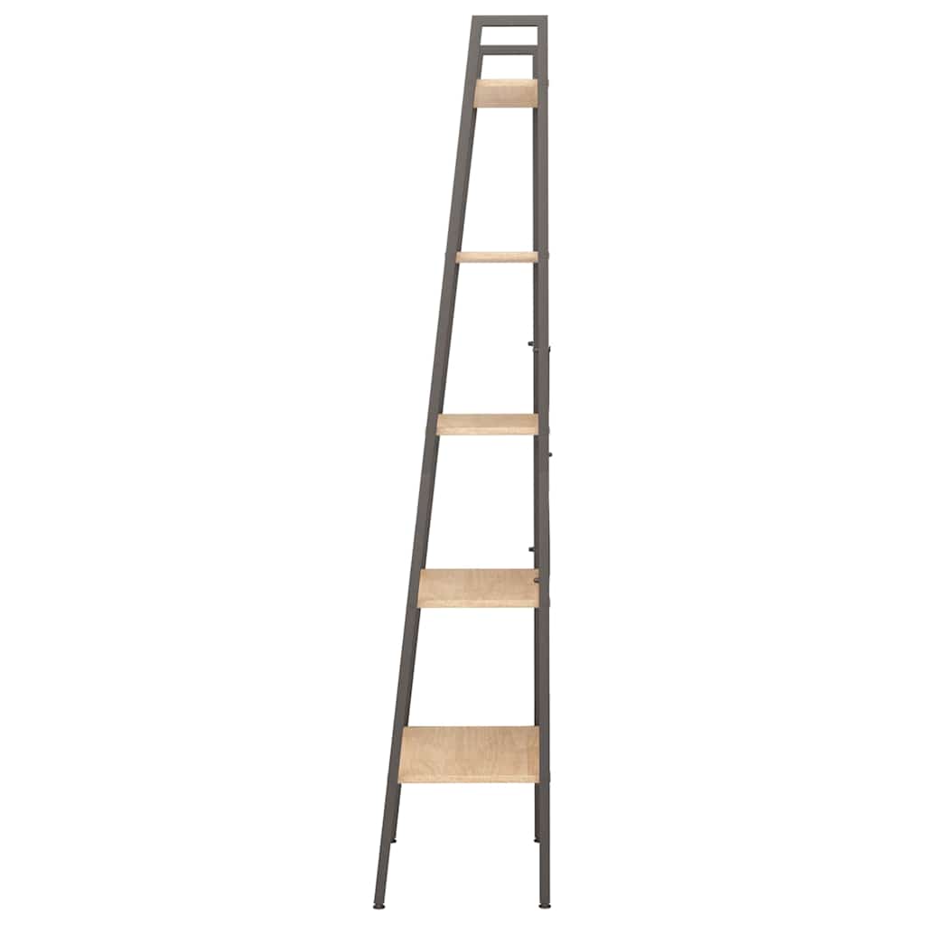 vidaXL 5-Tier Standing Shelf Light Brown and Black 56x35x174 cm