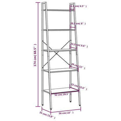 vidaXL 5-Tier Standing Shelf Light Brown and Black 56x35x174 cm