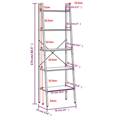 vidaXL 5-Tier Standing Shelf Black 56x35x174 cm