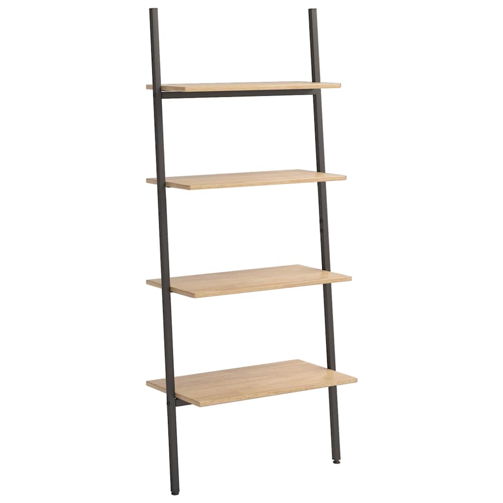 vidaXL 4-Tier Leaning Shelf Light Brown and Black 64x34x150,5 cm