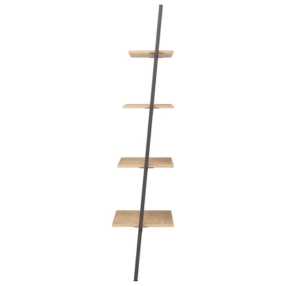 vidaXL 4-Tier Leaning Shelf Light Brown and Black 64x34x150,5 cm