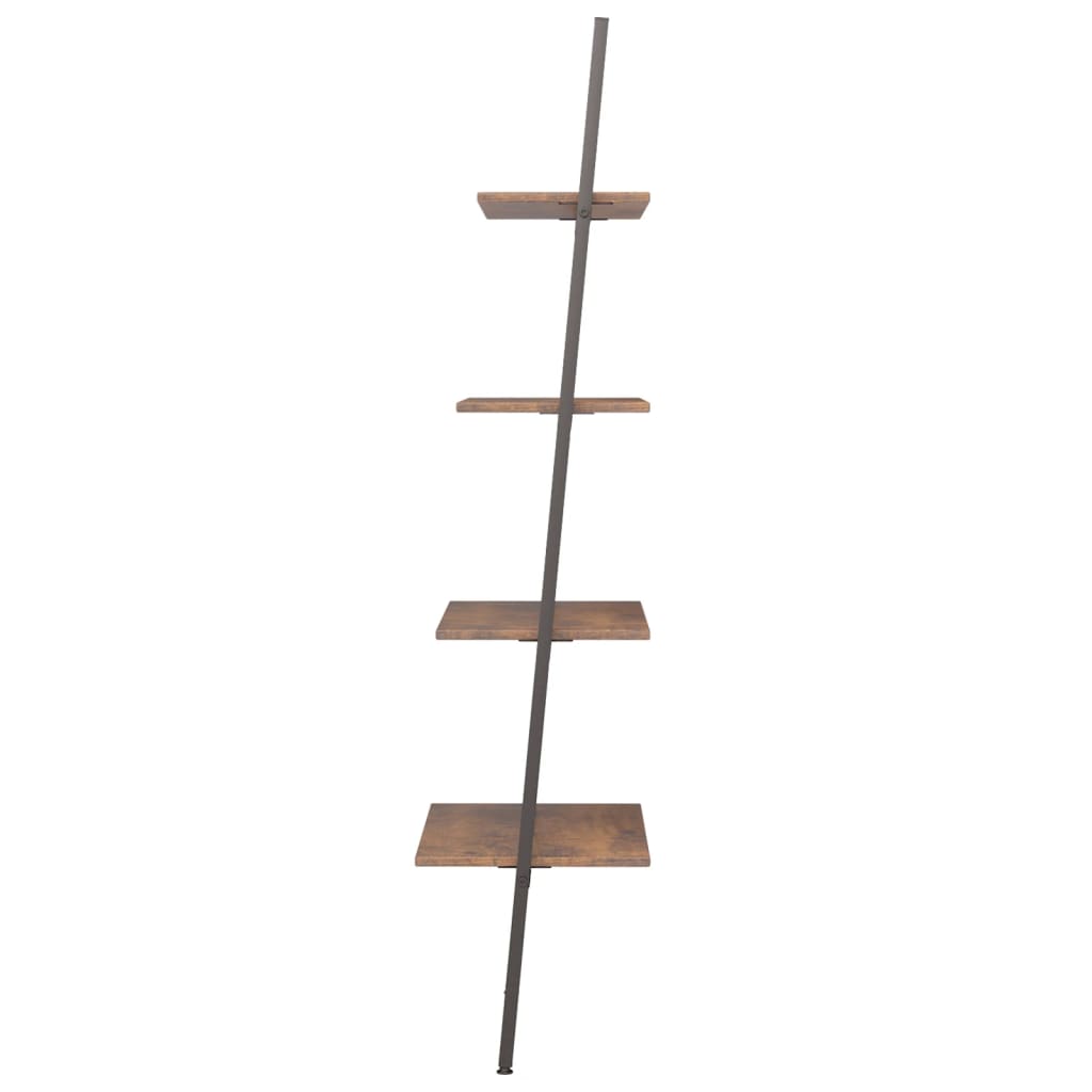 vidaXL 4-Tier Leaning Shelf Dark Brown and Black 64x34x150.5 cm