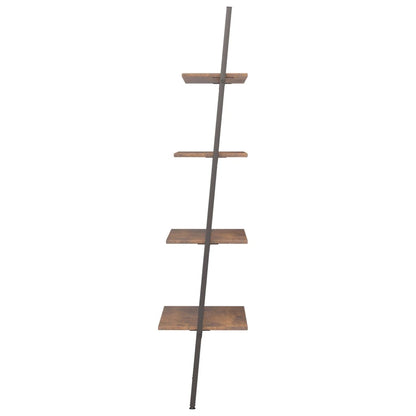 vidaXL 4-Tier Leaning Shelf Dark Brown and Black 64x34x150.5 cm