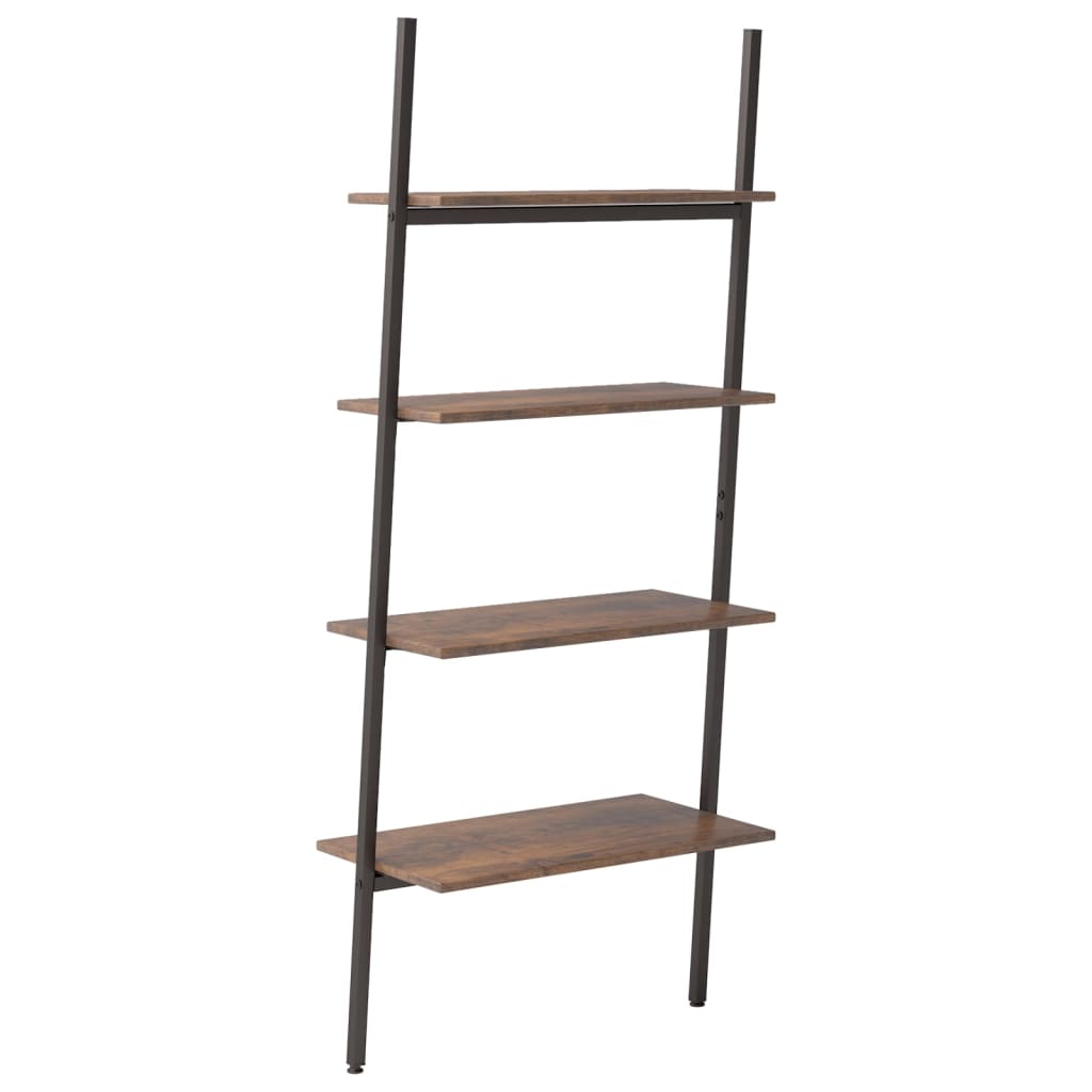 vidaXL 4-Tier Leaning Shelf Dark Brown and Black 64x34x150.5 cm