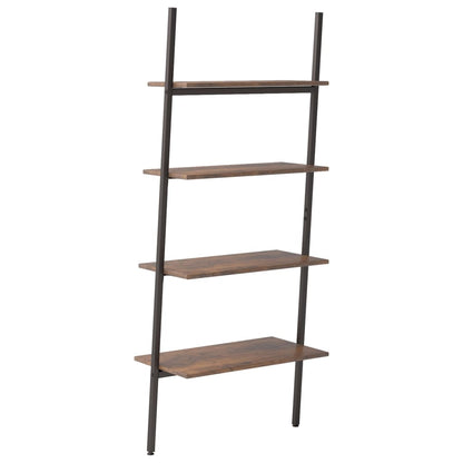 vidaXL 4-Tier Leaning Shelf Dark Brown and Black 64x34x150.5 cm