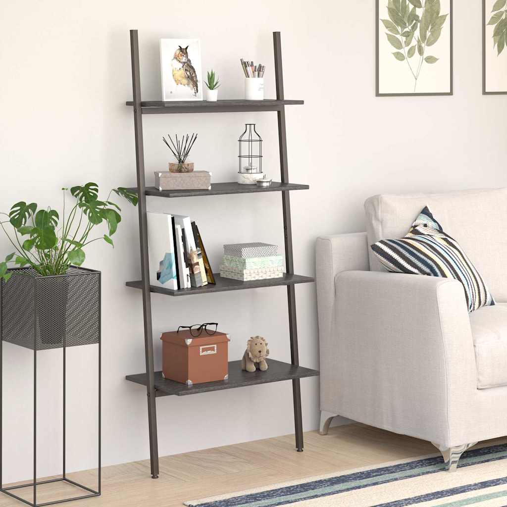 vidaXL 4-Tier Leaning Shelf Black 64x34x150,5 cm