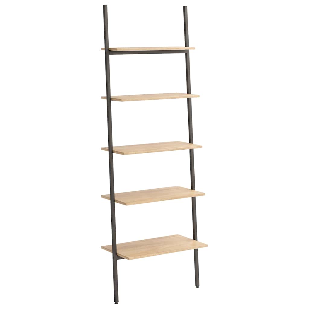 vidaXL 5-Tier Leaning Shelf Light Brown and Black 64x34x185,5 cm