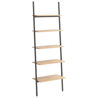 vidaXL 5-Tier Leaning Shelf Light Brown and Black 64x34x185,5 cm