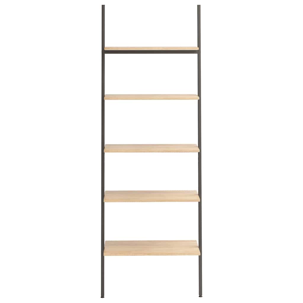 vidaXL 5-Tier Leaning Shelf Light Brown and Black 64x34x185,5 cm