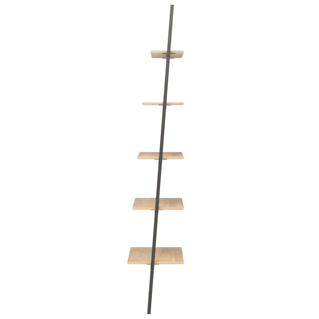 vidaXL 5-Tier Leaning Shelf Light Brown and Black 64x34x185,5 cm