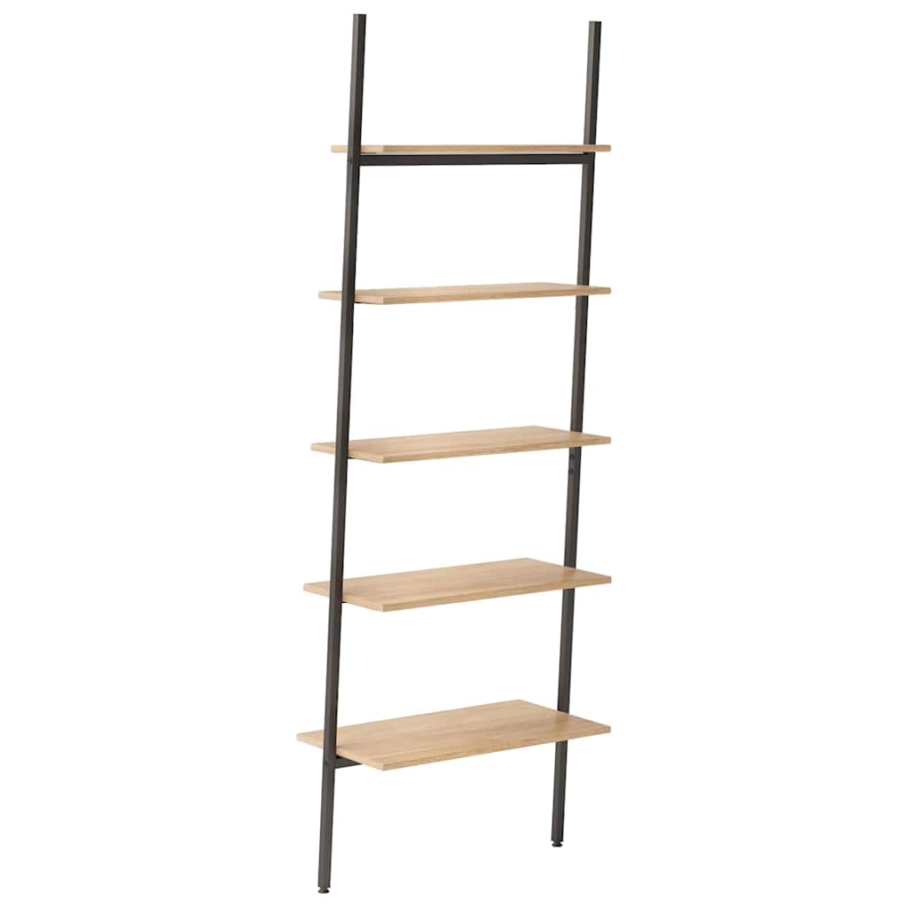 vidaXL 5-Tier Leaning Shelf Light Brown and Black 64x34x185,5 cm