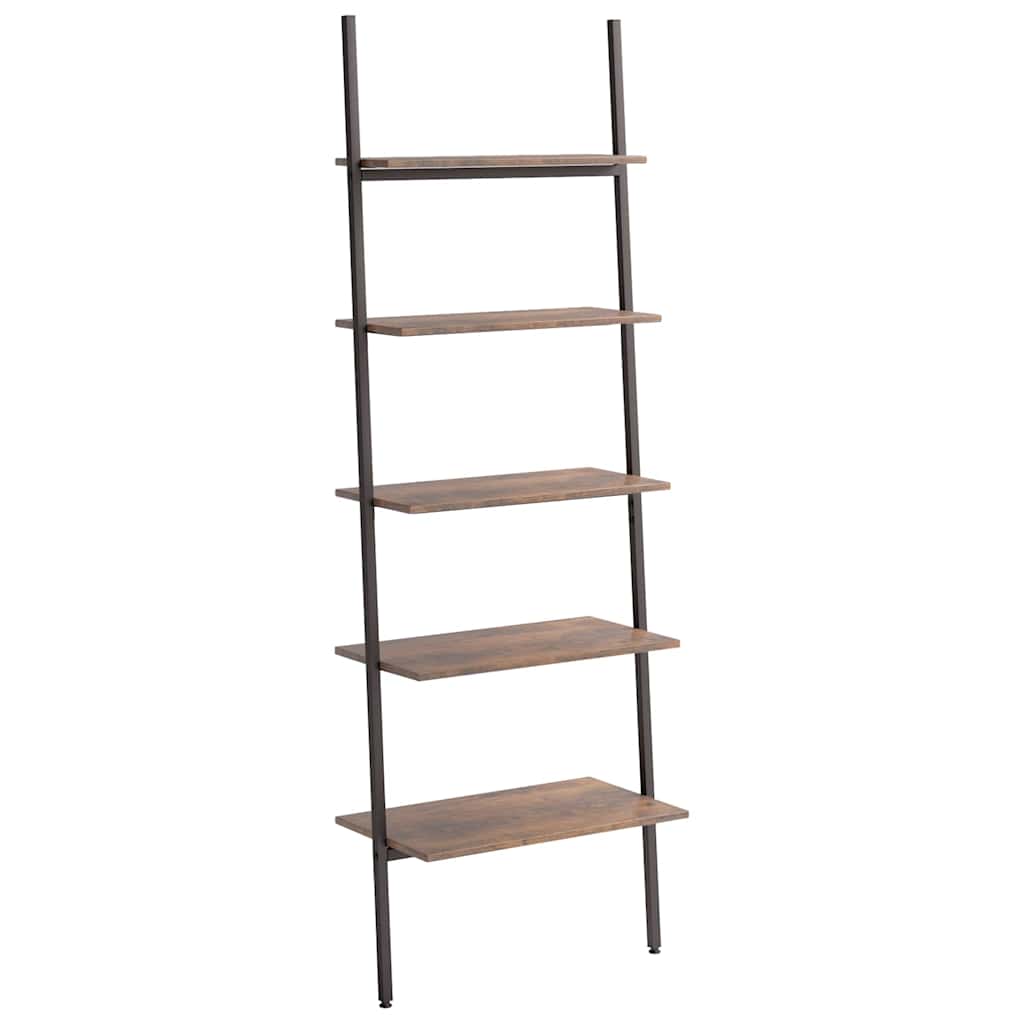 vidaXL 5-Tier Leaning Shelf Dark Brown and Black 64x34x185,5 cm