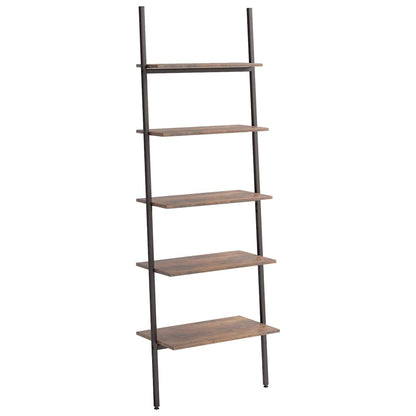 vidaXL 5-Tier Leaning Shelf Dark Brown and Black 64x34x185,5 cm