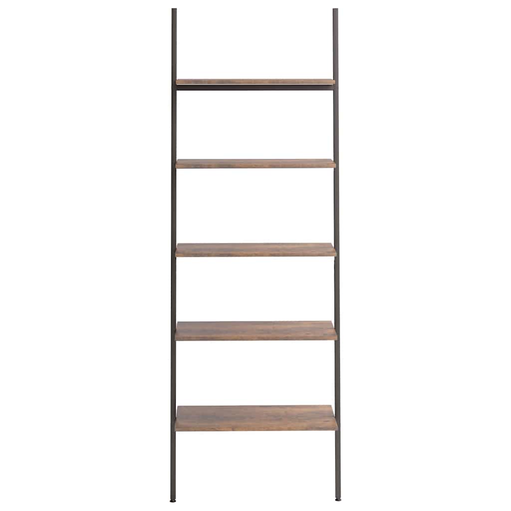 vidaXL 5-Tier Leaning Shelf Dark Brown and Black 64x34x185,5 cm