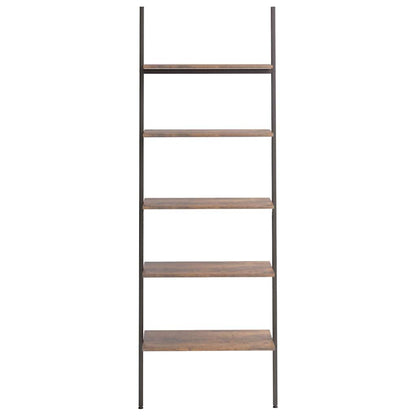 vidaXL 5-Tier Leaning Shelf Dark Brown and Black 64x34x185,5 cm