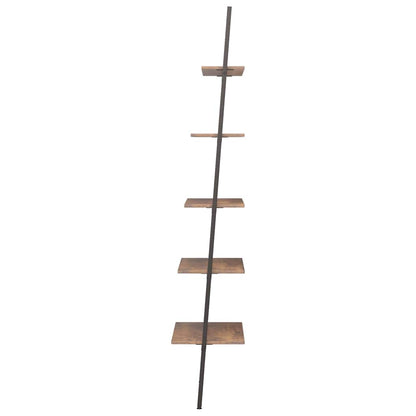 vidaXL 5-Tier Leaning Shelf Dark Brown and Black 64x34x185,5 cm
