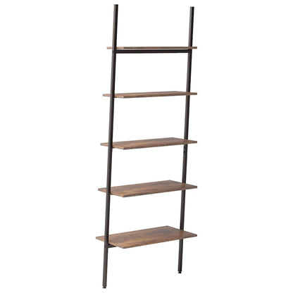 vidaXL 5-Tier Leaning Shelf Dark Brown and Black 64x34x185,5 cm
