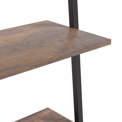 vidaXL 5-Tier Leaning Shelf Dark Brown and Black 64x34x185,5 cm