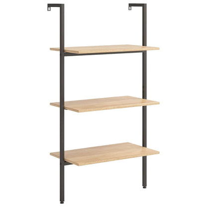 vidaXL 3-Tier Leaning Shelf Light Brown and Black 64x35x120,5 cm