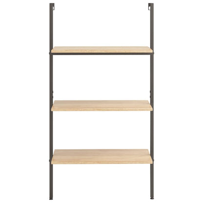 vidaXL 3-Tier Leaning Shelf Light Brown and Black 64x35x120,5 cm