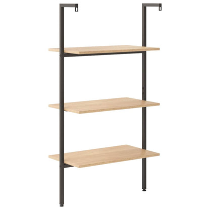 vidaXL 3-Tier Leaning Shelf Light Brown and Black 64x35x120,5 cm