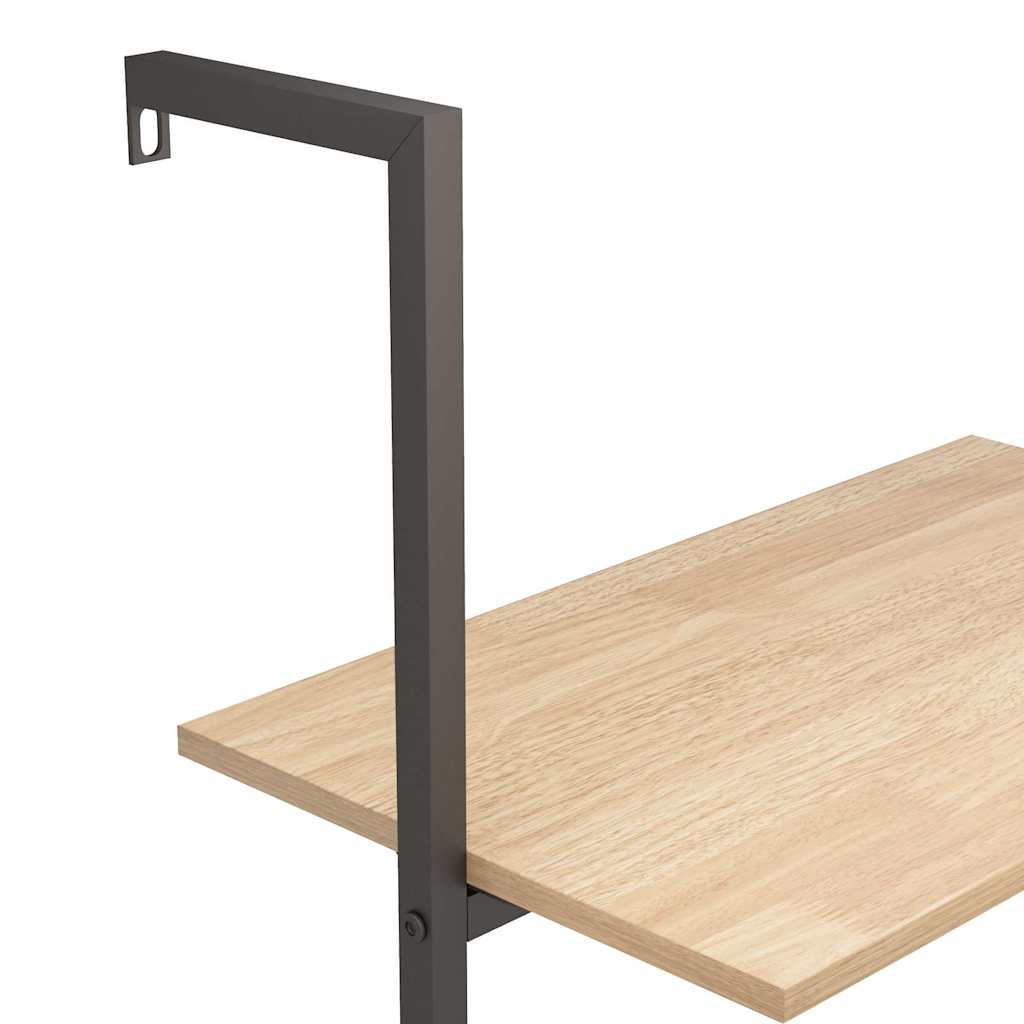 vidaXL 3-Tier Leaning Shelf Light Brown and Black 64x35x120,5 cm