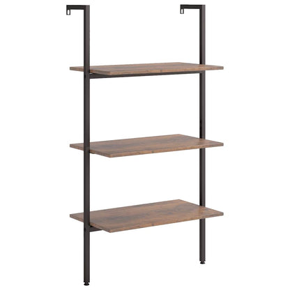 vidaXL 3-Tier Leaning Shelf Dark Brown and Black 64x35x120,5 cm