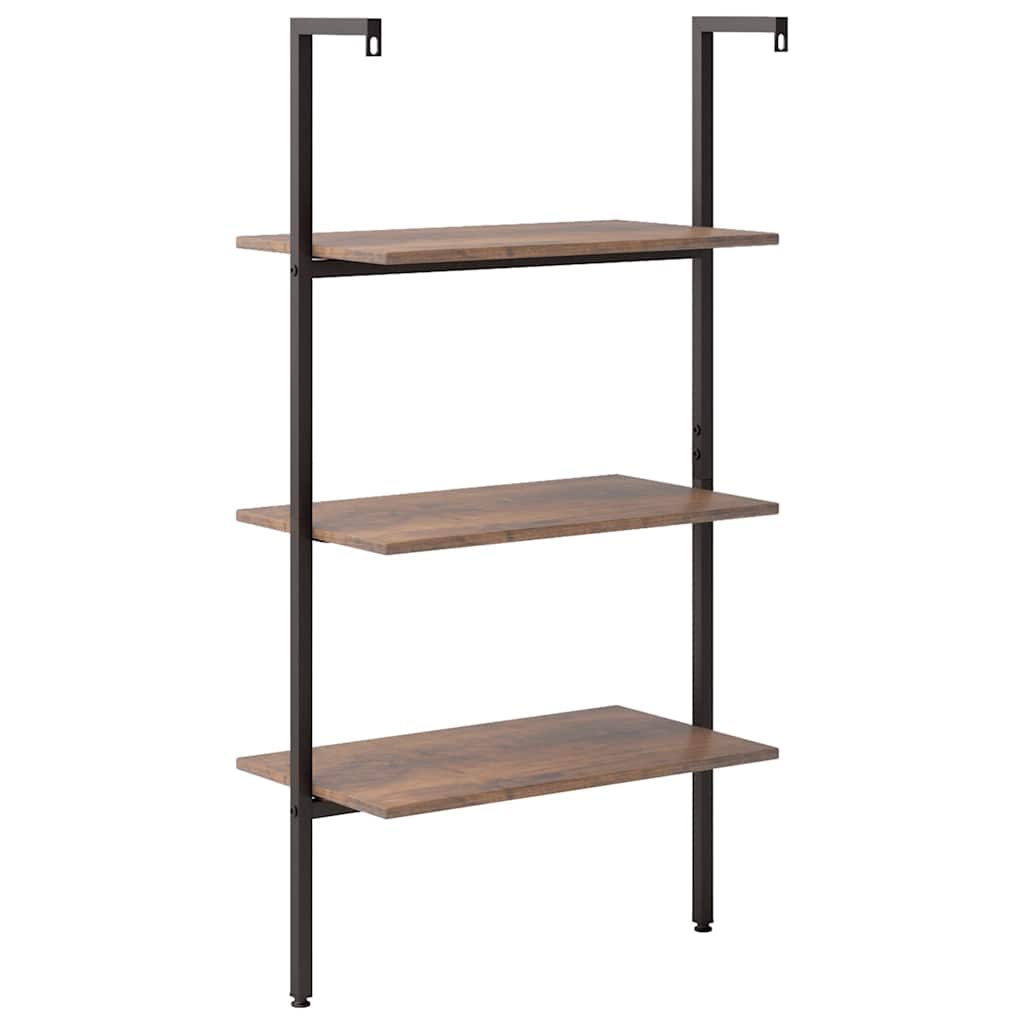 vidaXL 3-Tier Leaning Shelf Dark Brown and Black 64x35x120,5 cm