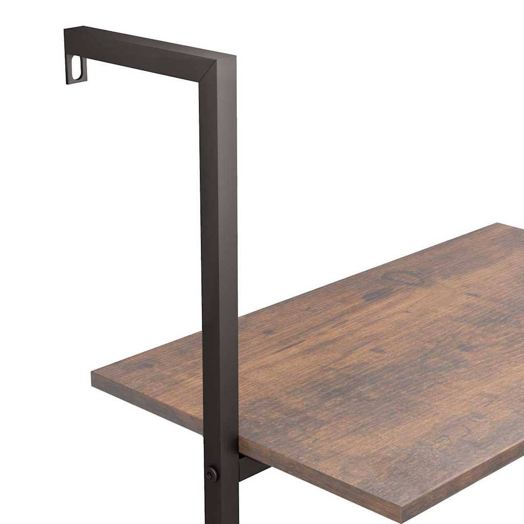 vidaXL 3-Tier Leaning Shelf Dark Brown and Black 64x35x120,5 cm