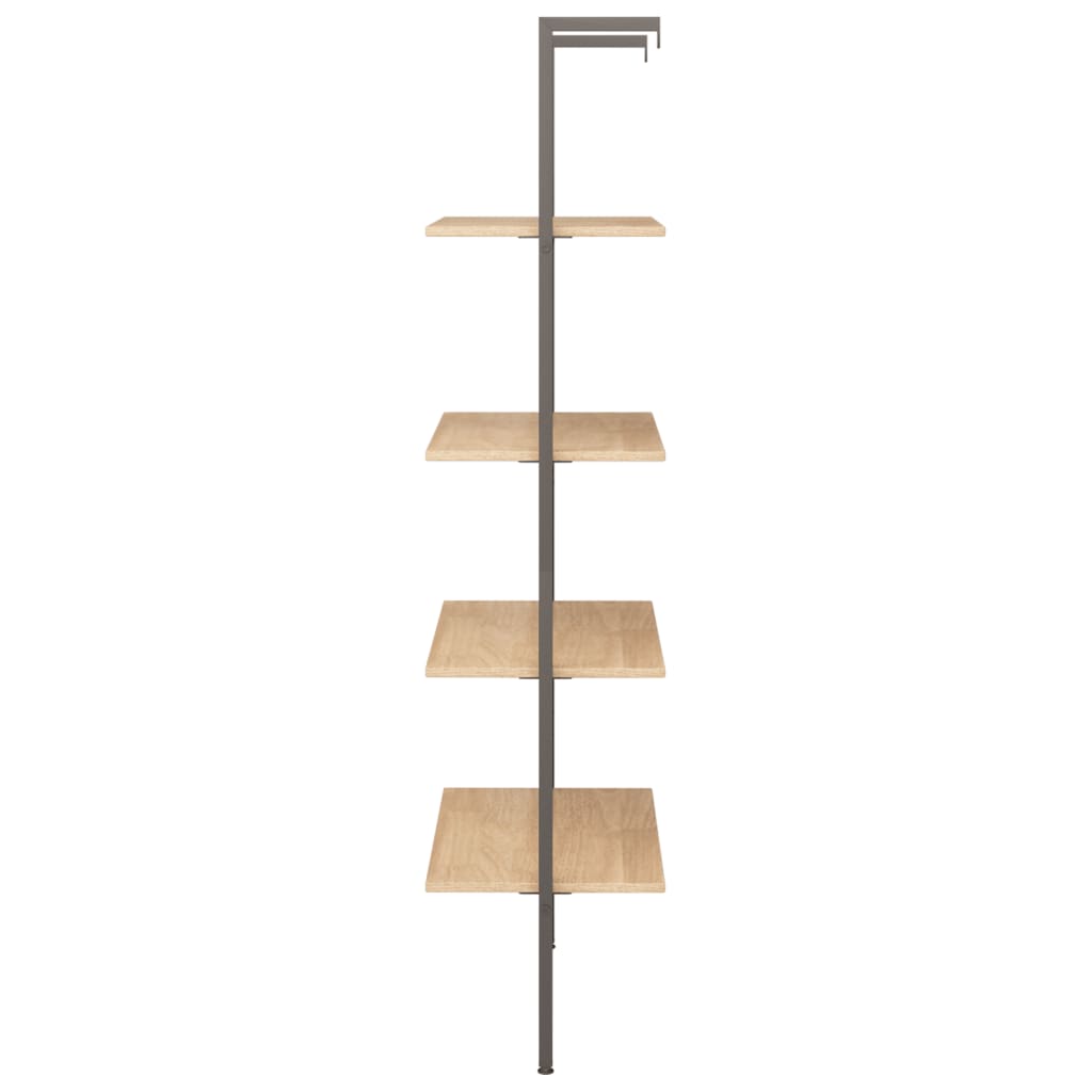 vidaXL 4-Tier Leaning Shelf Light Brown and Black 64x35x152.5 cm