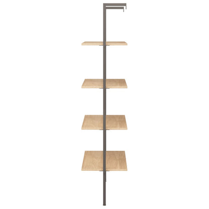 vidaXL 4-Tier Leaning Shelf Light Brown and Black 64x35x152.5 cm