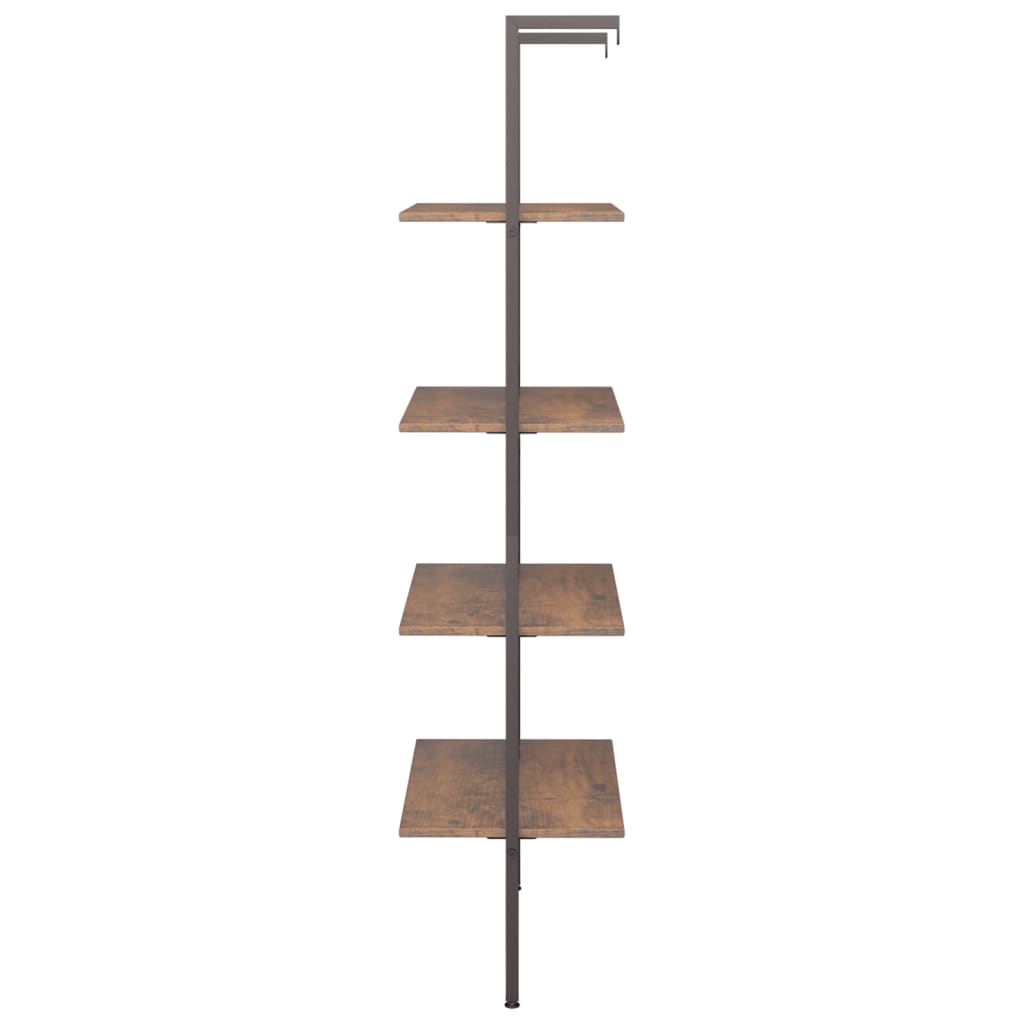 vidaXL 4-Tier Leaning Shelf Dark Brown and Black 64x35x152.5 cm