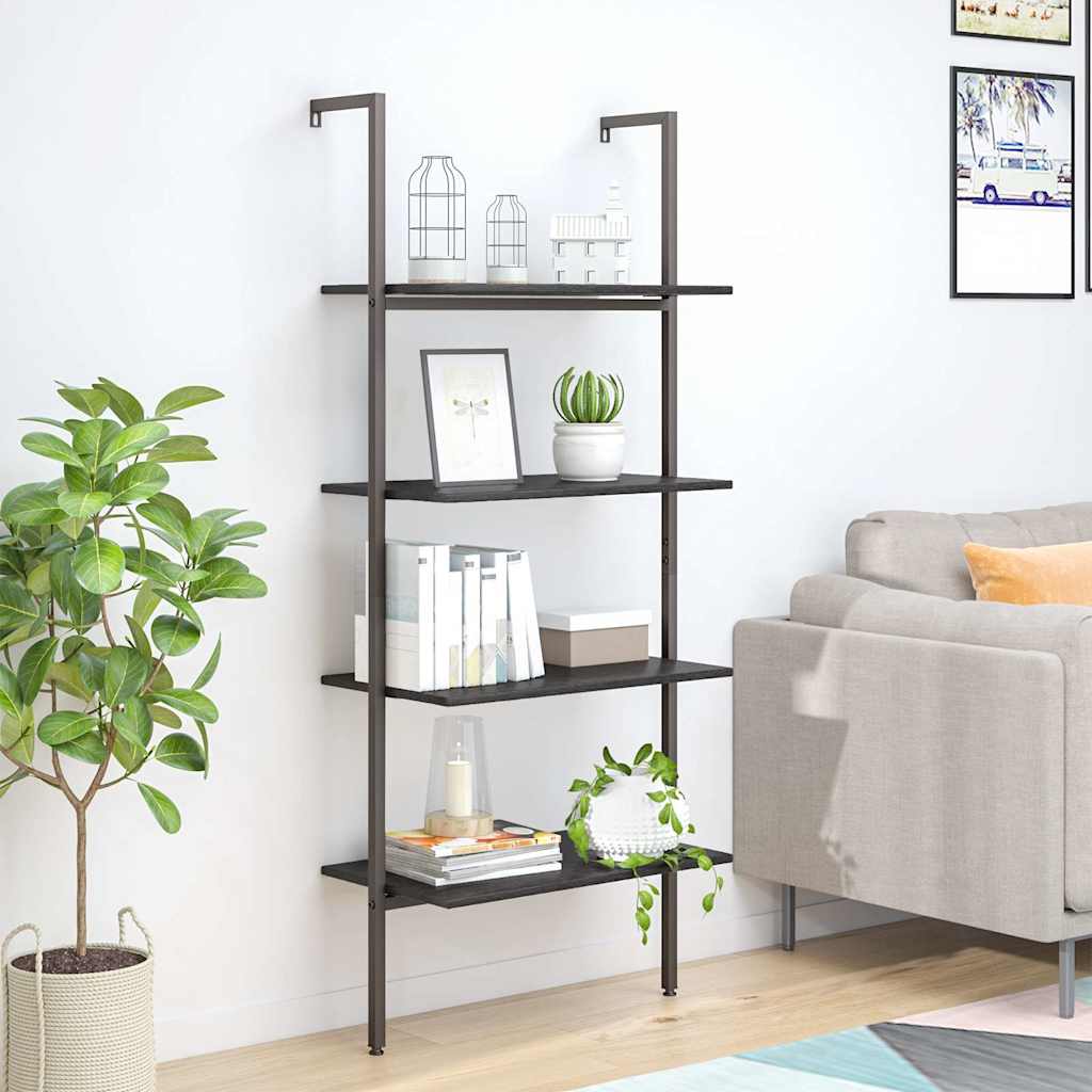 vidaXL 4-Tier Leaning Shelf Black 64x35x152,5 cm